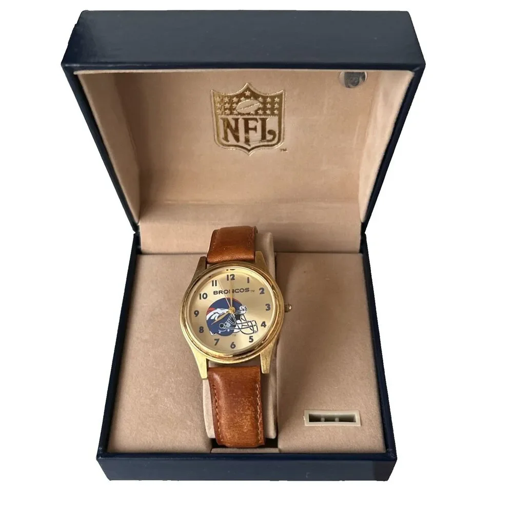 Vintage 1998 Denver Broncos NFL Fantasma Men's Gold Tone Watch New Battery